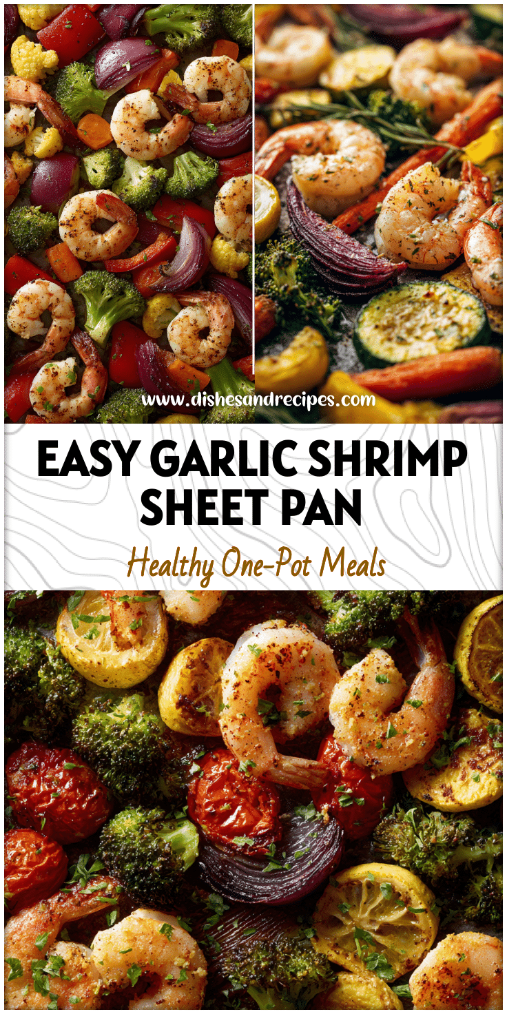 Golden roasted vegetables and juicy garlic shrimp on a sheet pan, perfect for Pescatarian Snacks On The Go and Seafood And Veggie Meals.